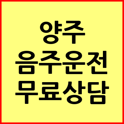 양주 음주운전 변호사